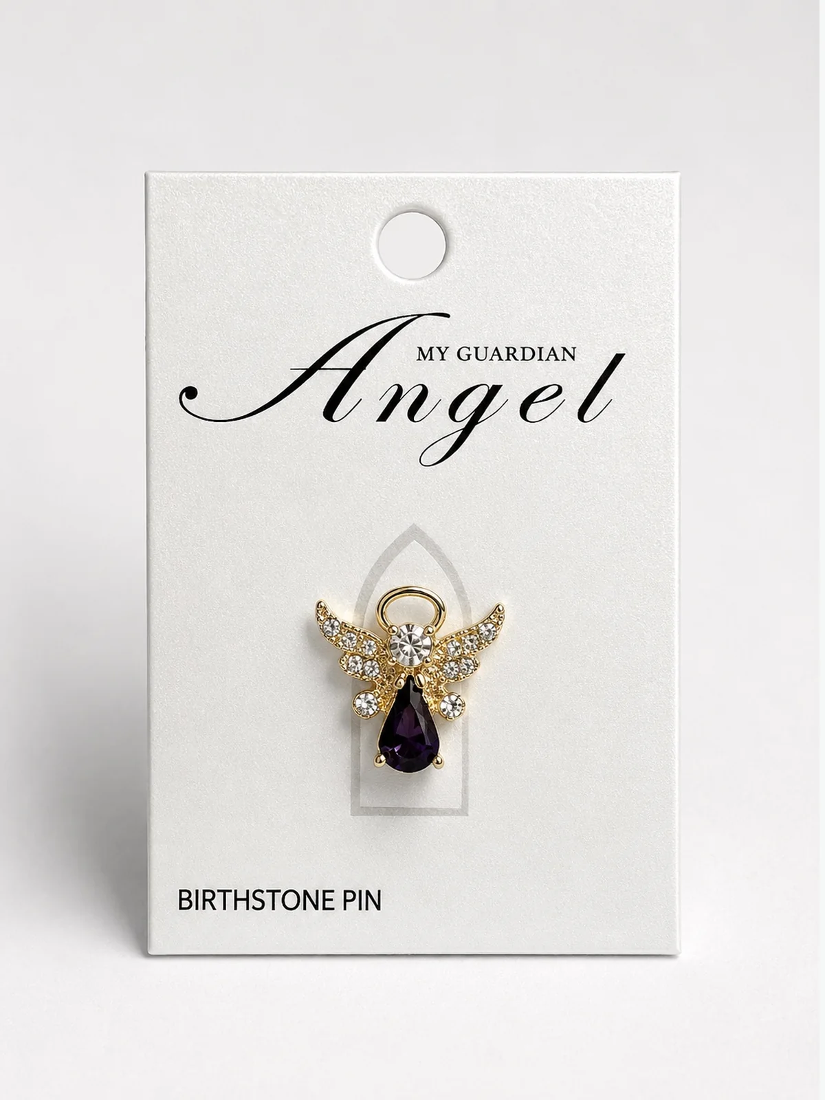 10-angel-morado Angel Birthstone Pin: Febrero - Imagen 1