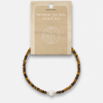 Tiger's Eye Faceted Stone & Pearl Collection Bracelet
