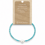 Blue Apatite Faceted Stone & Pearl Collection Bracelet