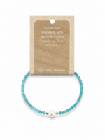 Blue Apatite Faceted Stone & Pearl Collection Bracelet