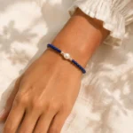 Lapis Lazuli Faceted Stone & Pearl Collection Bracelet - Imagen 2